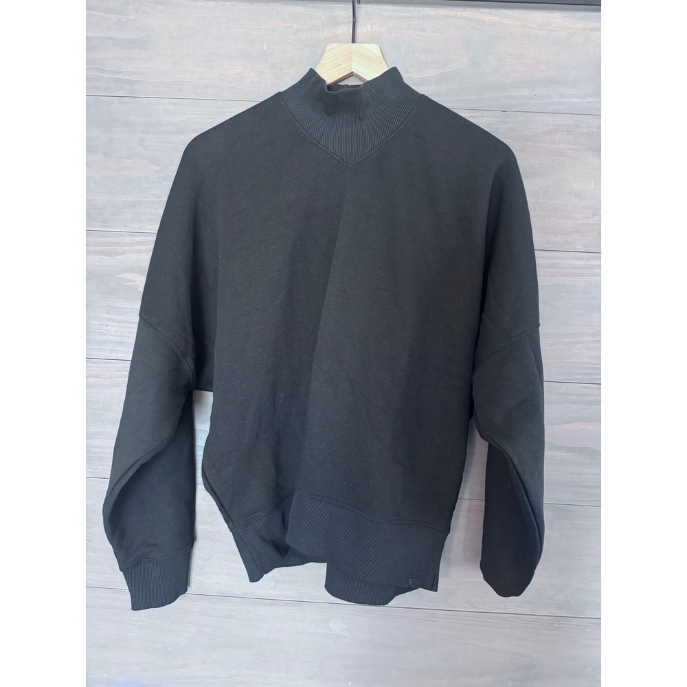 Tasc Performance Womens Black Organic Cotton Bamboo Mock Neck Sweatshirt Large